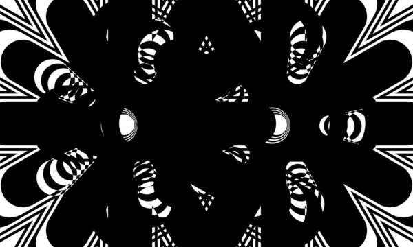Patrones Negros Con Ilusión Óptica Increíble Art — Archivo Imágenes Vectoriales