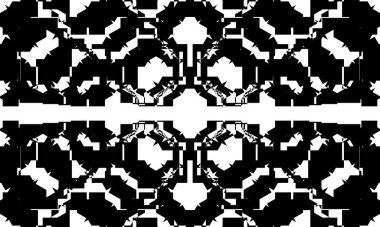 Operasyon sanatında esrarengiz siyah desen. Beyaz arka planda optik yanılsama.