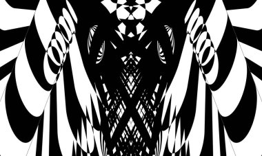 Deforme olmuş siyah desen beyaz arka planda optik bir illüzyon yaratır.