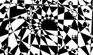Orijinal ve deforme olmuş op-art tarzında mistik siyah desen