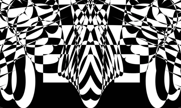 Zwarte Patronen Art Style Futuristische Optische Illusie — Stockvector