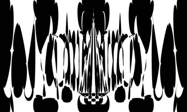 Beyaz arka planda inanılmaz bir siyah desen tarafından yaratılmış mistik optik illüzyon