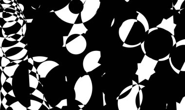 Operasyon sanatındaki siyah mistik kalıplar beyaz arka planda optik bir illüzyon yaratır.