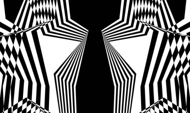 Beyaz arka planda optik illüzyonla büyüleyici siyah desenler