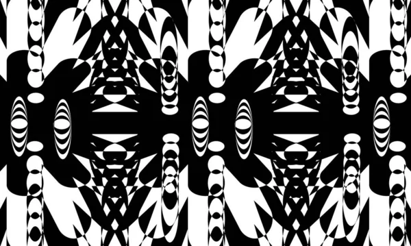 Hipnotizante Ilusión Óptica Negro Art Patrones Con Líneas Onduladas Creando — Vector de stock
