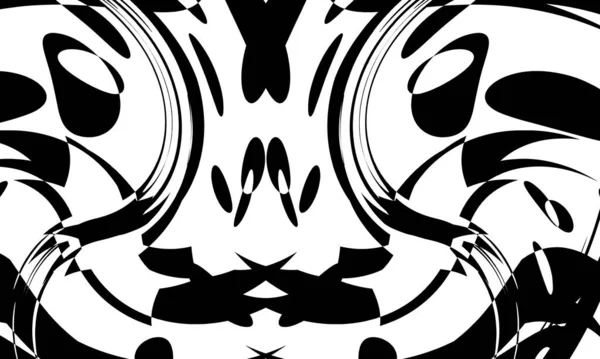 Abstracto Ondulante Negro Blanco Arte Estilo Fondo — Vector de stock