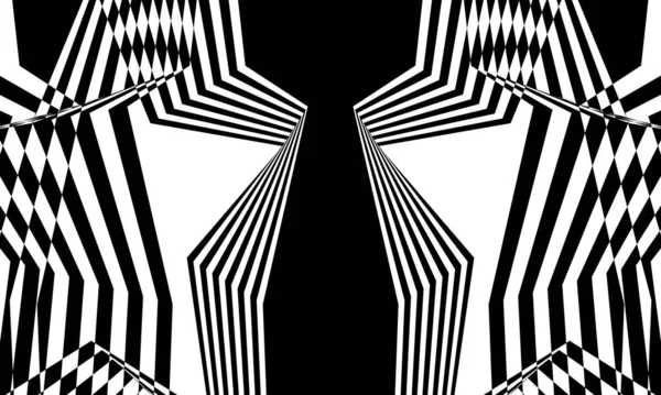 Зачаровує Чорні Візерунки Оптичною Ілюзією Білому Тлі — стоковий вектор