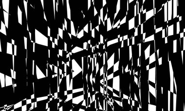 Operasyon sanatında esrarengiz siyah desen. Beyaz arka planda optik yanılsama.