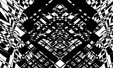 Operasyon sanatında fütürist siyah desen beyaz arka planda optik illüzyon