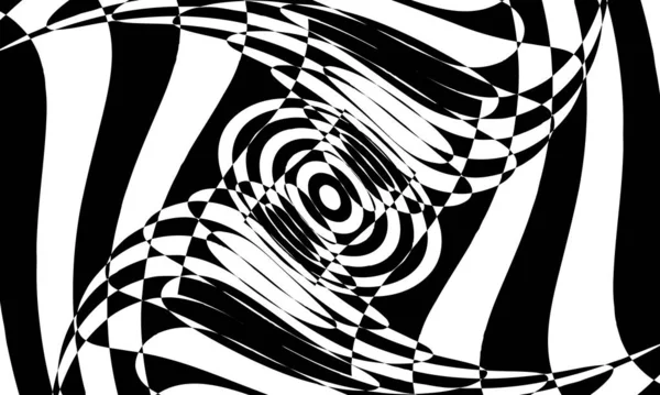 Motifs Noirs Dans Style Art Illusion Optique Futuriste — Image vectorielle