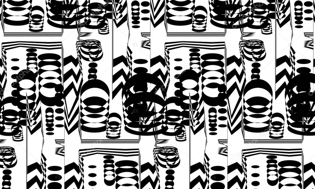black pattern in op art style on white background modern design concept