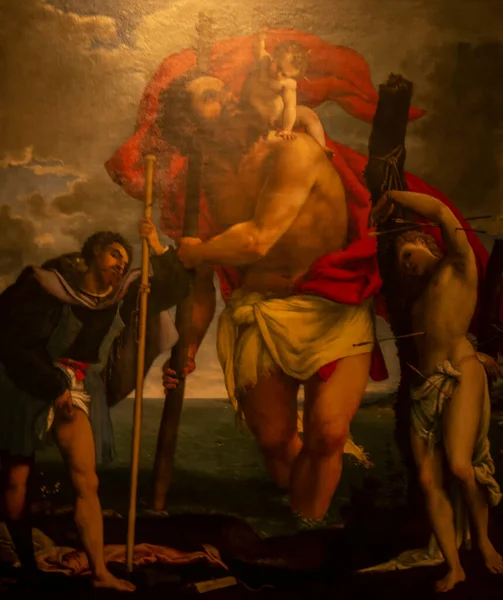 Lorenzo Lotto Painting San Cristoforo Child San Rocco San Sebastiano — Stock Photo, Image