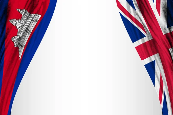 Kambodscha Und England Zeigen Flagge Mit Theatereffekt Illustration — Stockfoto