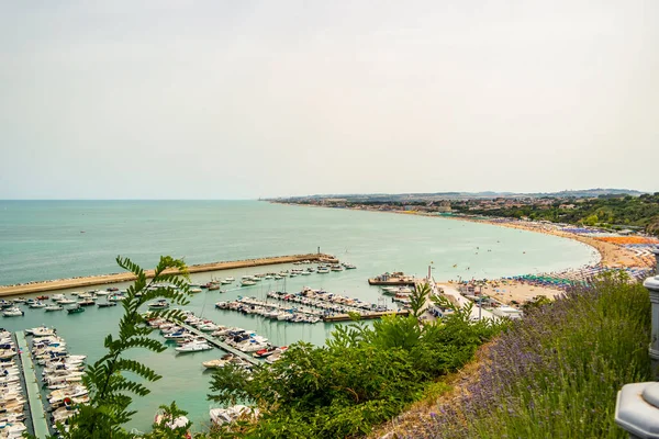 Vista Sobre Porto Náutico Numana Riviera Del Conero Agosto 2021Numana — Fotografia de Stock