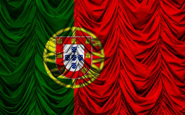Португальский Флаг Волнистых Занавесках Иллюстрация — стоковое фото