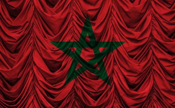 Marokkó Zászló Hullámos Függönyön Illusztráció — Stock Fotó