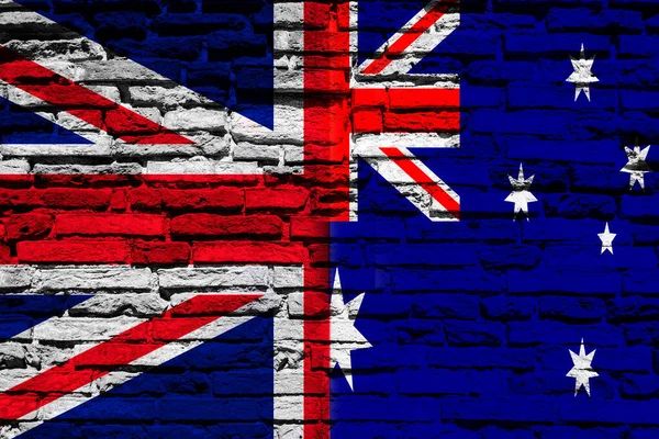 Тло Прапором Англії Австралії Цегляній Стіні — стокове фото