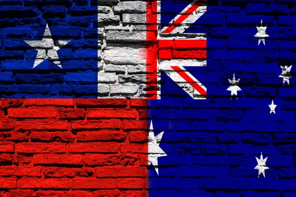 Fondo Con Bandera Chile Australia Una Pared Ladrillo —  Fotos de Stock