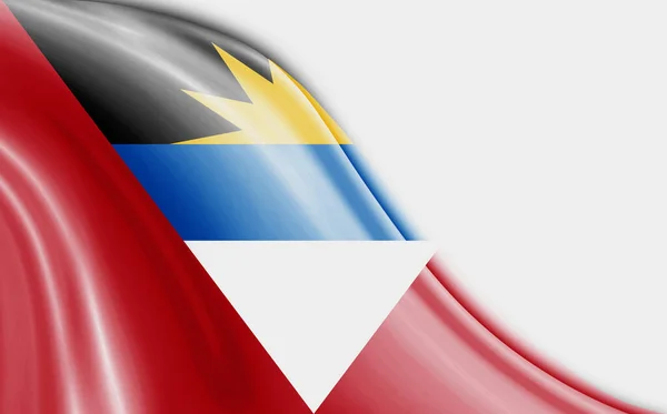 Vlag Van Antigua Barbuda Wapperend Wind Tegen Witte Achtergrond — Stockfoto