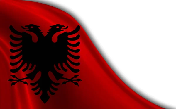 Vlag Van Albanië Wapperend Wind Tegen Witte Achtergrond — Stockfoto