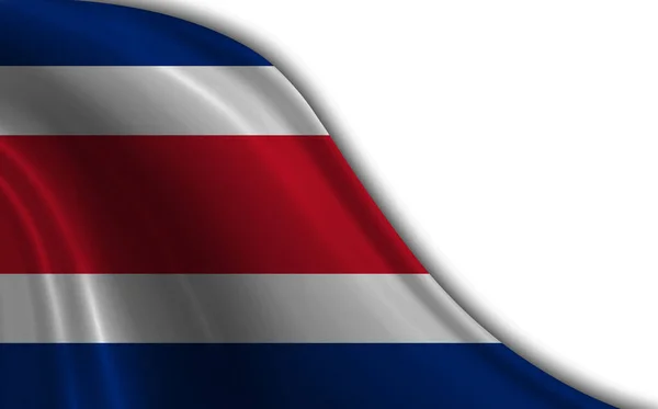 哥斯达黎加国旗迎着白底迎风飘扬 — 图库照片