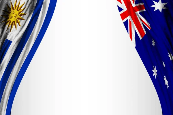 Flagga Uruguay Och Australien Med Teatereffekt Illustration — Stockfoto