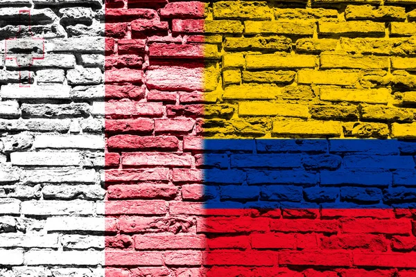 Achtergrond Met Vlag Van Malta Colombia Een Stenen Muur — Stockfoto