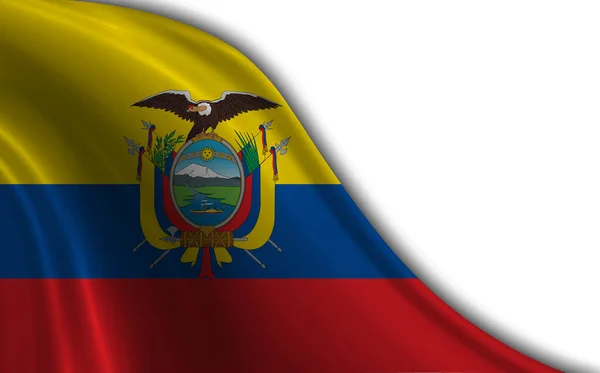 Flagga Ecuador Vinka Vinden Mot Vit Bakgrund — Stockfoto