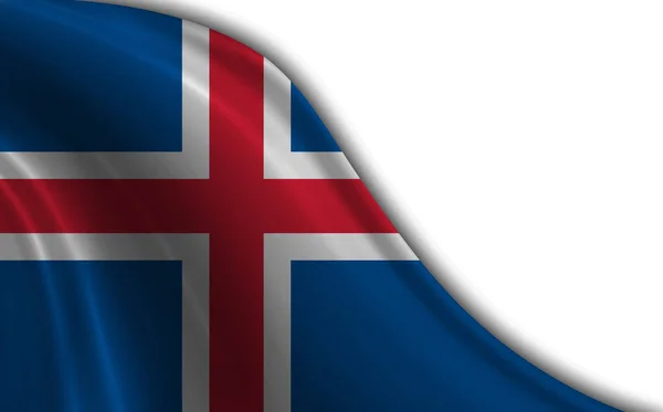 Bandera Islandia Ondeando Viento Sobre Fondo Blanco — Foto de Stock