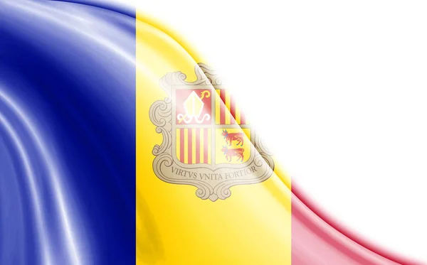 Flagge Von Andorra Weht Wind Vor Weißem Hintergrund — Stockfoto