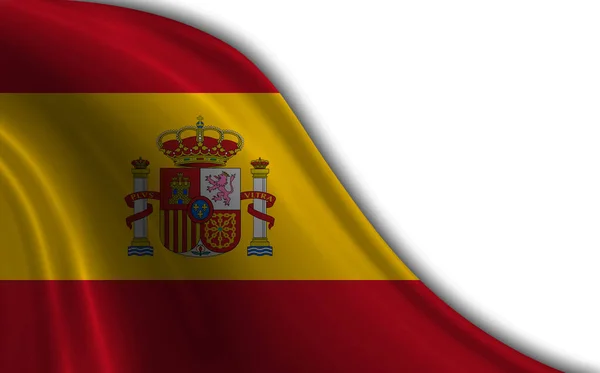Флаг Испании Размахивающий Ветру Белом Фоне — стоковое фото