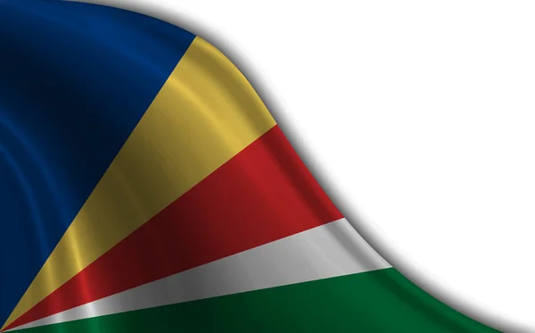Zászló Seychelles Integetett Szél Ellen Fehér Háttér — Stock Fotó