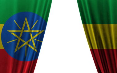 Beyaz arka planda Etiyopya bayrağı. 3d illüstrasyon