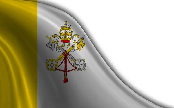 Bandera Del Vaticano Ondeando Viento Sobre Fondo Blanco — Foto de Stock