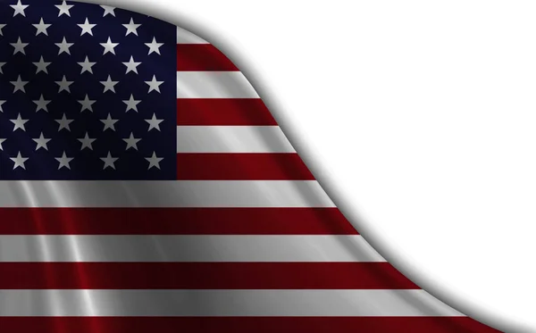 Zászló Amerikai Egyesült Államok Integetett Szél Ellen Fehér Háttér — Stock Fotó