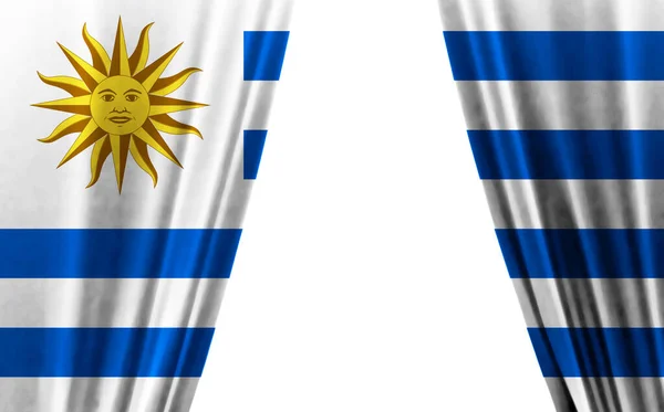 Vlag Van Uruguay Tegen Witte Achtergrond Illustratie — Stockfoto