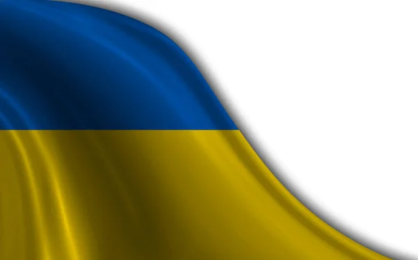 Flagga Ukraina Vinka Vinden Vit Bakgrund — Stockfoto