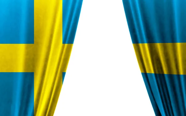 Sveriges Flagga Mot Vit Bakgrund Illustration — Stockfoto