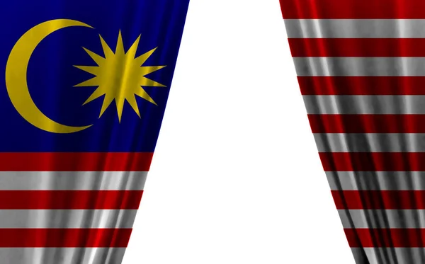 白底马来西亚国旗 3D说明 — 图库照片