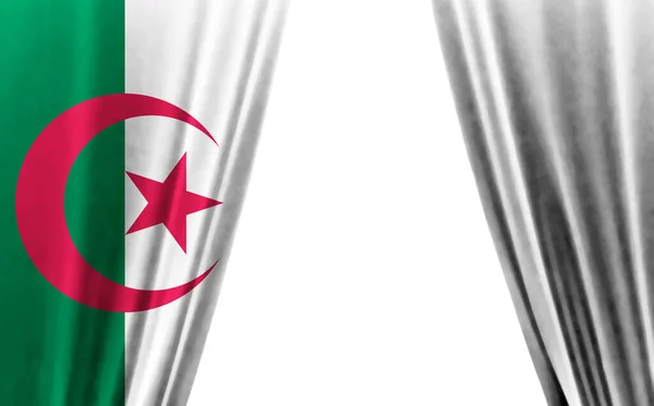Σημαία Αλγερίας Λευκό Φόντο Απεικόνιση — Φωτογραφία Αρχείου