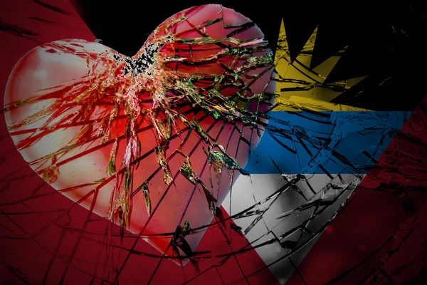 Background Flag Antigua Barbuda Broken Heart Illustration — Stock Photo, Image