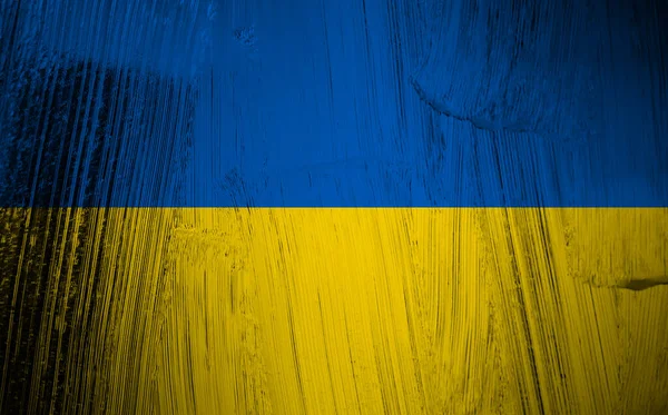 Flagge Der Ukraine Auf Zerkratztem Metall — Stockfoto