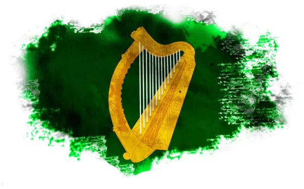 White Green Background Celtic Harp Illustration — Stock Photo, Image