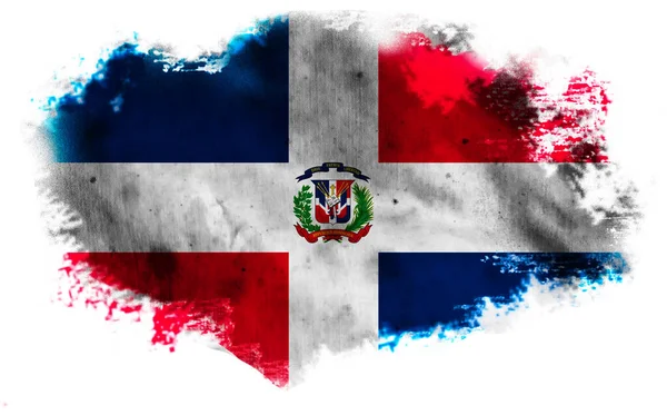 Fundo Branco Com Bandeira Rasgada República Dominicana Ilustração — Fotografia de Stock
