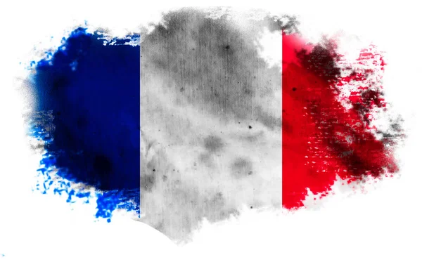 Fransa Bayrağı Yırtılmış Beyaz Arka Plan Illüstrasyon — Stok fotoğraf