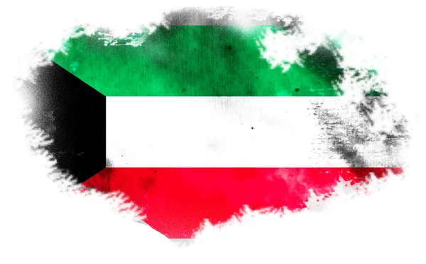 Fondo Blanco Con Bandera Rasgada Kuwait Ilustración — Foto de Stock