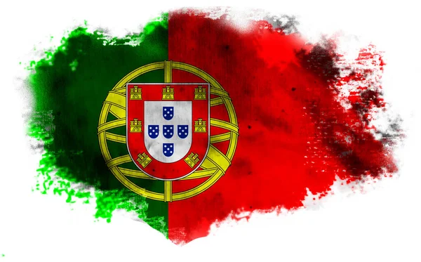 Белый Фон Порванным Флагом Португалии Иллюстрация — стоковое фото