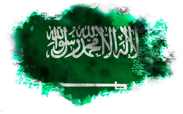 Fondo Blanco Con Bandera Rota Arabia Saudita Ilustración — Foto de Stock