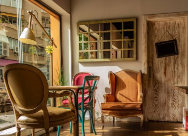 Background of a bar with vintage decor