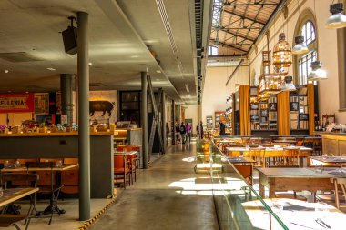 Internal view on the covered market of Ravenna. April 10, 2022 Ravenna, Emilia Romagna - Italy
